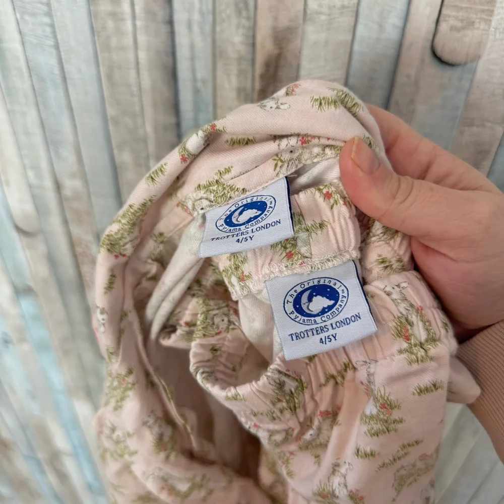 Trotters London 4 5 Pastel Pink Beatrice Bunny Cotton Pajama Sleep‎ Set Easter